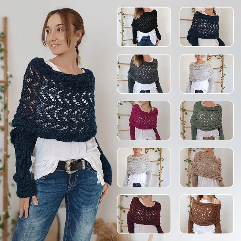 Xale de Tricô Vazado Quentinho Feminino - Outono e Inverno