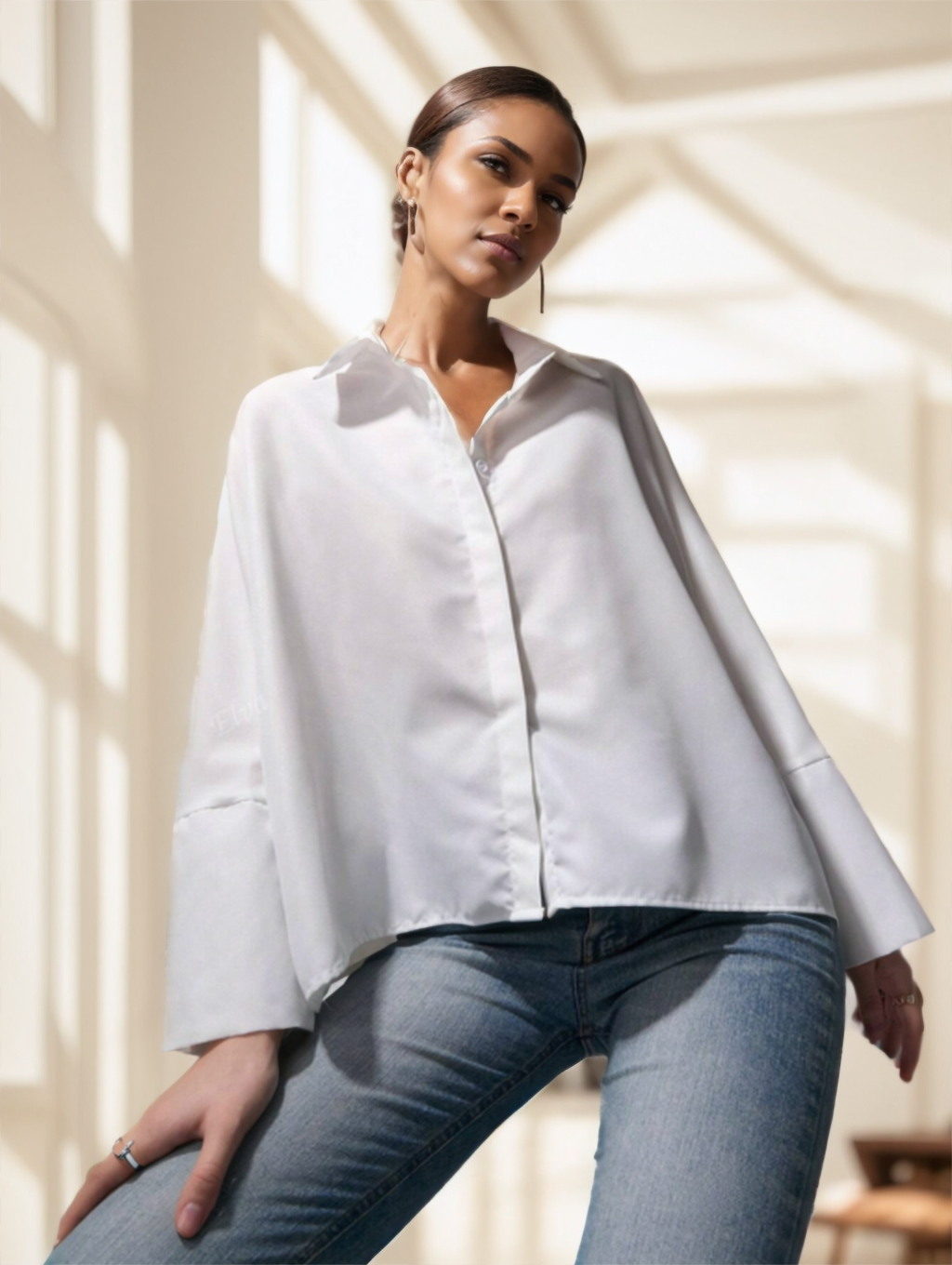 Blusa de Manga Longa Lisa Estilo Francês Feminina