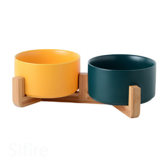Comedouro Duplo de Cerâmica para Gatos e Cães