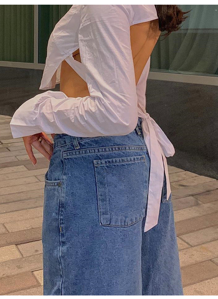 Calça Jeans Reta Retrô de Cintura Baixa Estilo Street