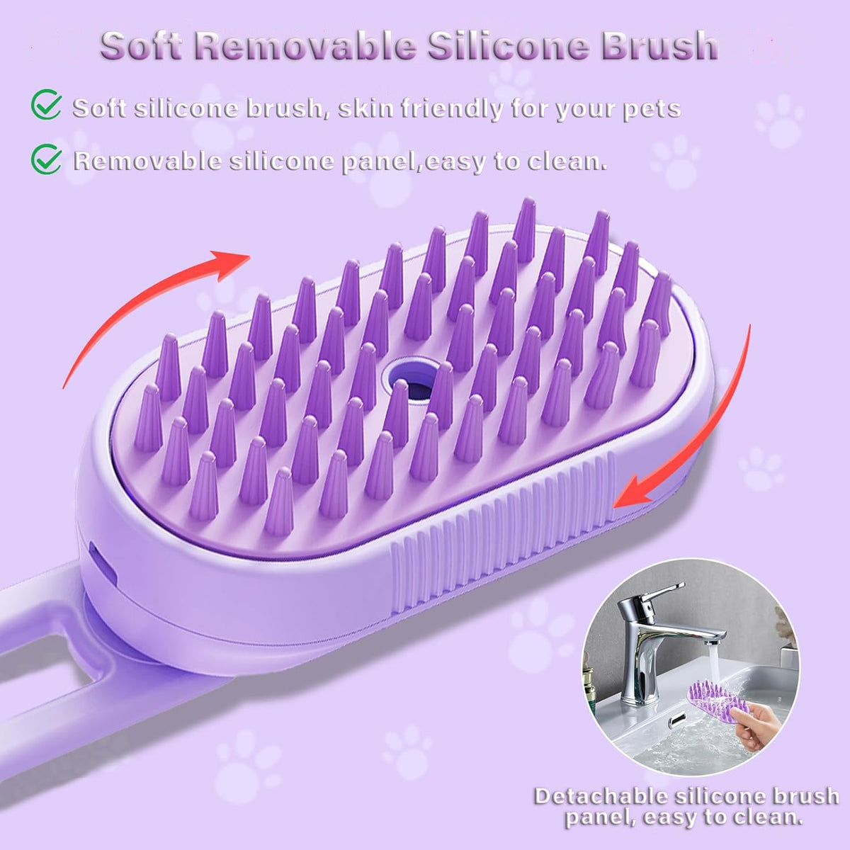 Escova a Vapor 3 em 1 com Cabo Dobrável para Gatos