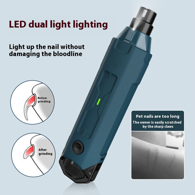 Lixa Automática de Unhas com 6 Velocidades e Luz LED para Pets