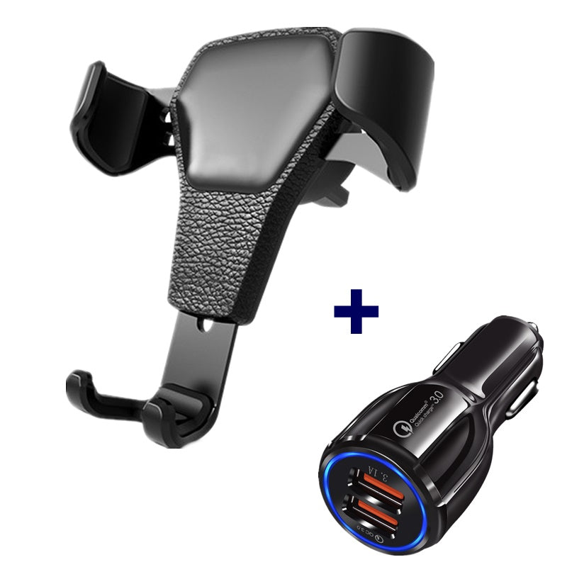 Suporte de Celular para Carro com Textura de Couro e Gravidade