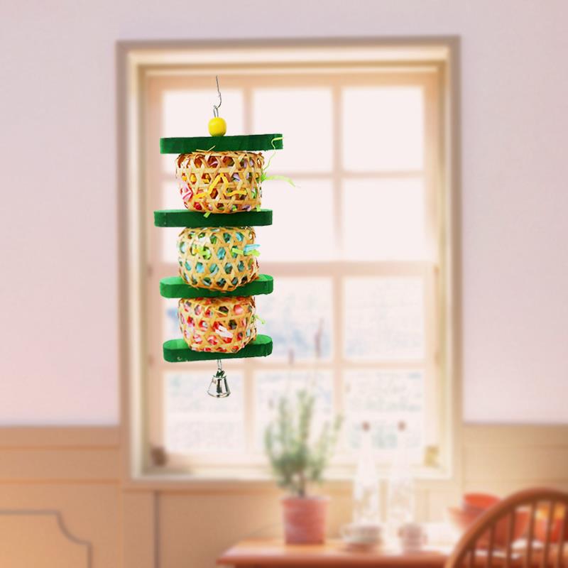 Brinquedo de Roer com Espetos de Rattan, Papel e Madeira para Papagaios