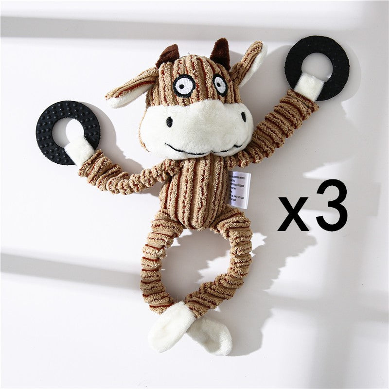 Brinquedo de Pelúcia de Veludo Cotelê em Formato de Burro com Apito para Cães