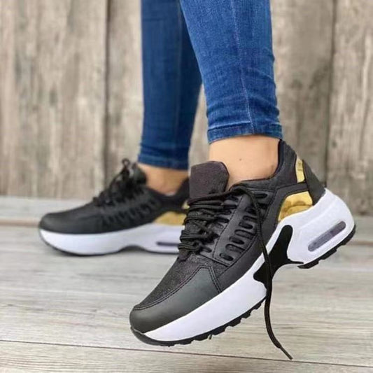 Tênis Feminino de Cadarço com Salto Plataforma Anabela, para Corrida