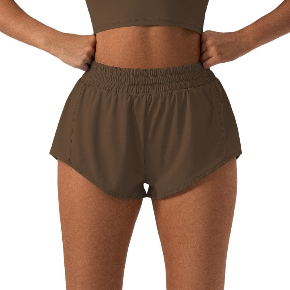 Short de Yoga Solto de Cintura Alta Feminino