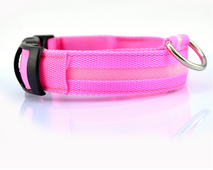 Coleira de Nylon com LED Luminoso para Pets