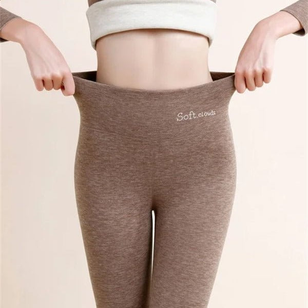 Legging de Cintura Alta Grossa com Forro de Veludo Slim Feminina