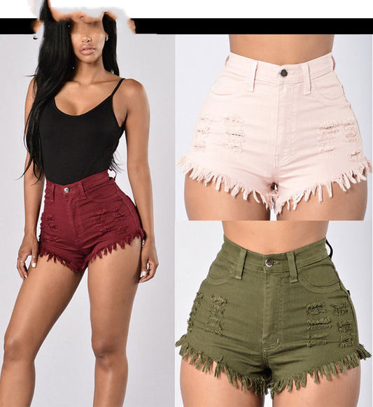 Short Jeans Desfiado Elástico Sexy Feminino