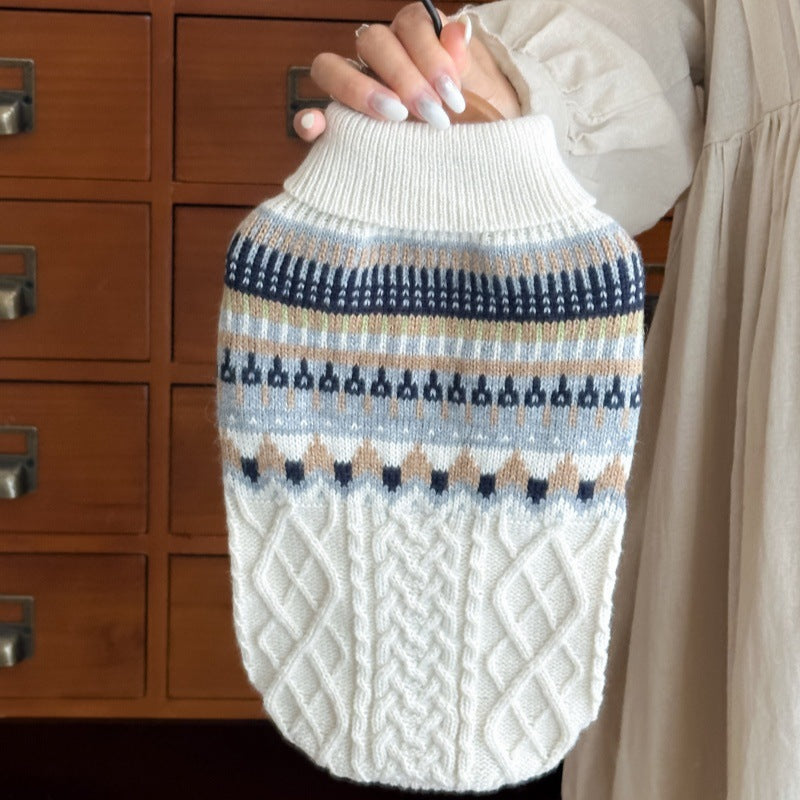 Suéter Macio Estilo Fair Isle Azul para Cães e Gatos