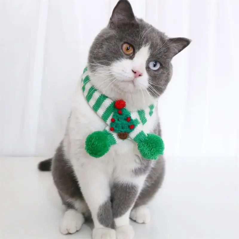 Cachecol de Tricô Ajustável de Natal para Filhotes e Gatos