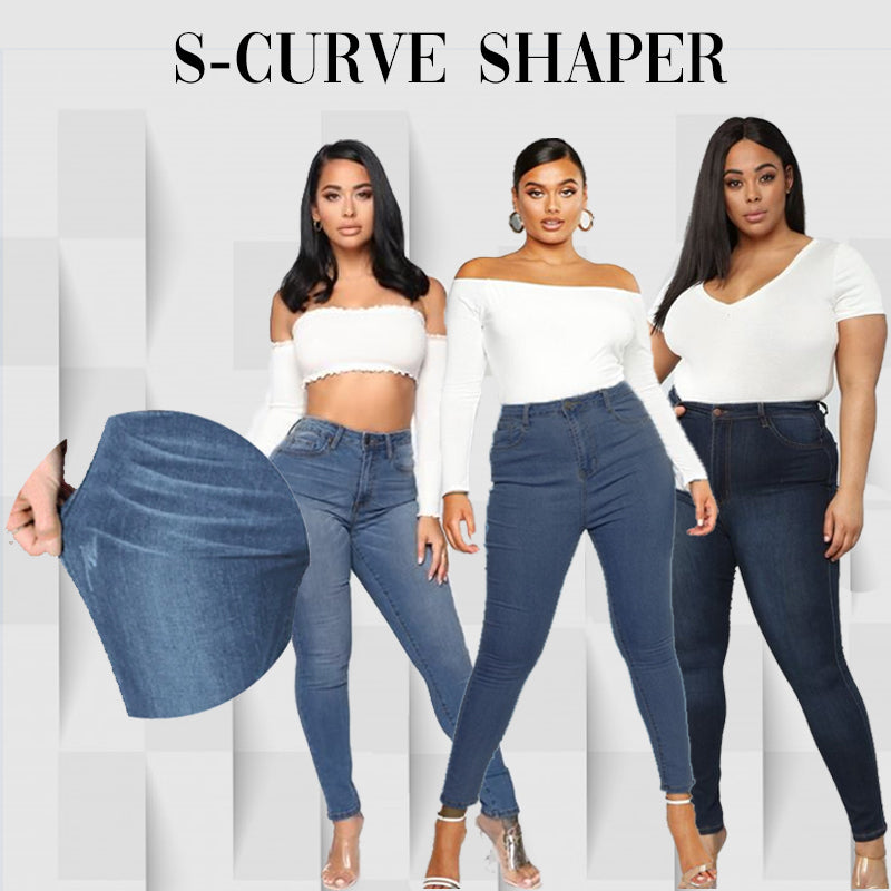 Calça Jeans Skinny Slim Elástica de Cintura Alta com Bolsos Falsos Básica