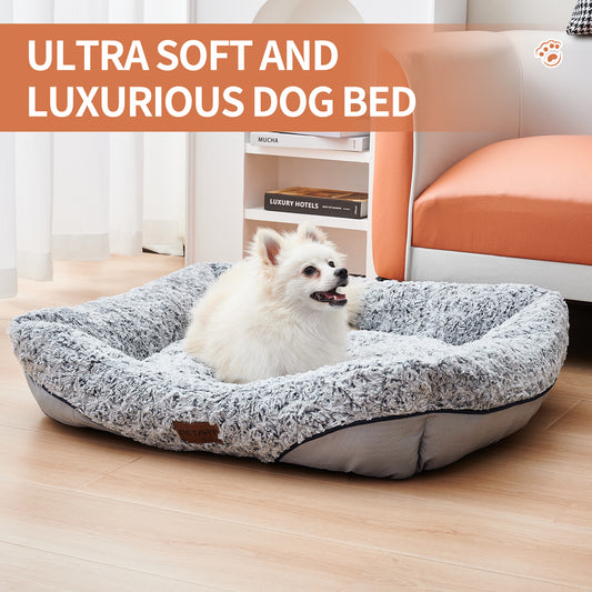 Cama Sofá de Veludo com Almofada Removível e Calmante para Cães Pequenos e Médios