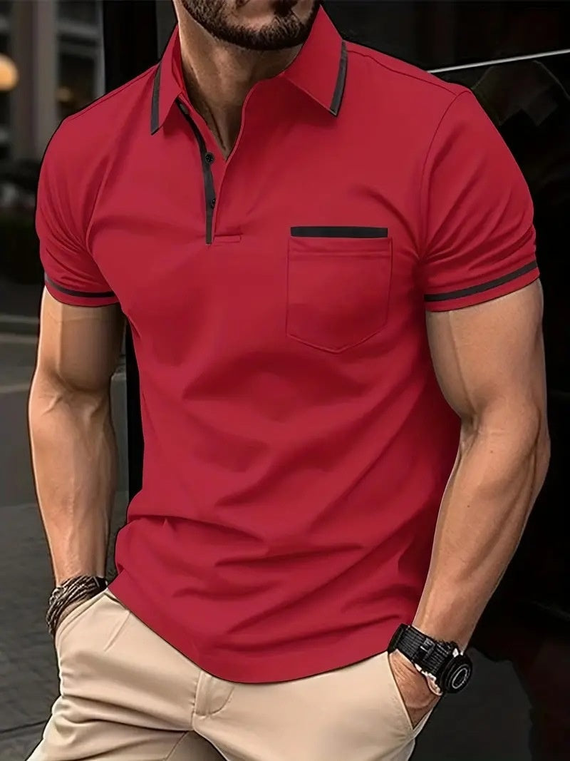 Camisa Polo Esportiva com Bolso e Botões Masculina - Verão
