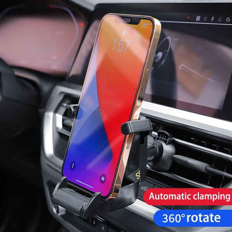 Suporte de Celular para Carro Formato de Banco de Corrida, com Clipe para Saída de Ar e Rotação de 360°, para o Interior do Veículo