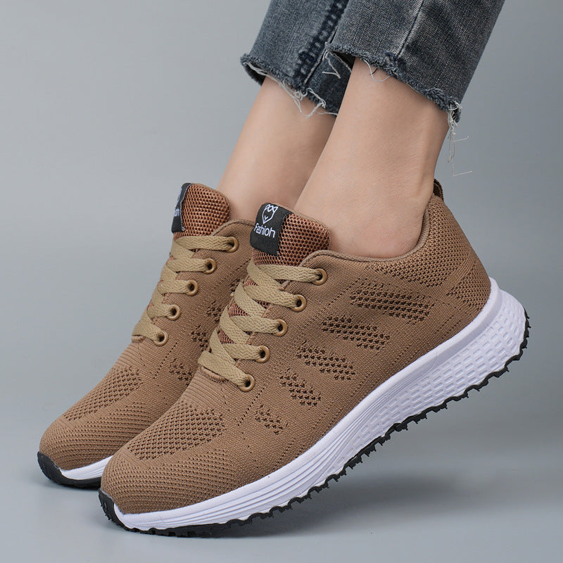 Tênis Feminino Plus Size de Malha Flyknit, Primavera e Outono