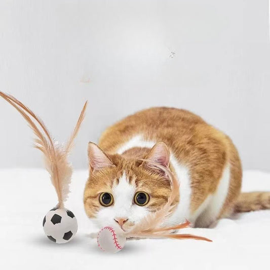 Bola Divertida com Penas para Gatos - Alívio do Tédio