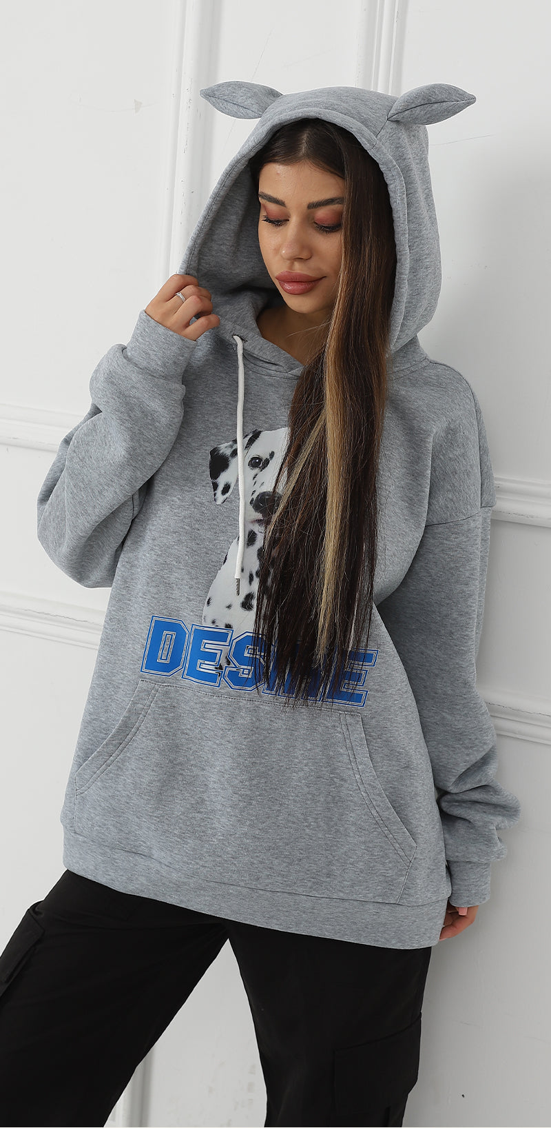 Moletom de Manga Longa Estampado Casual da Moda Feminino