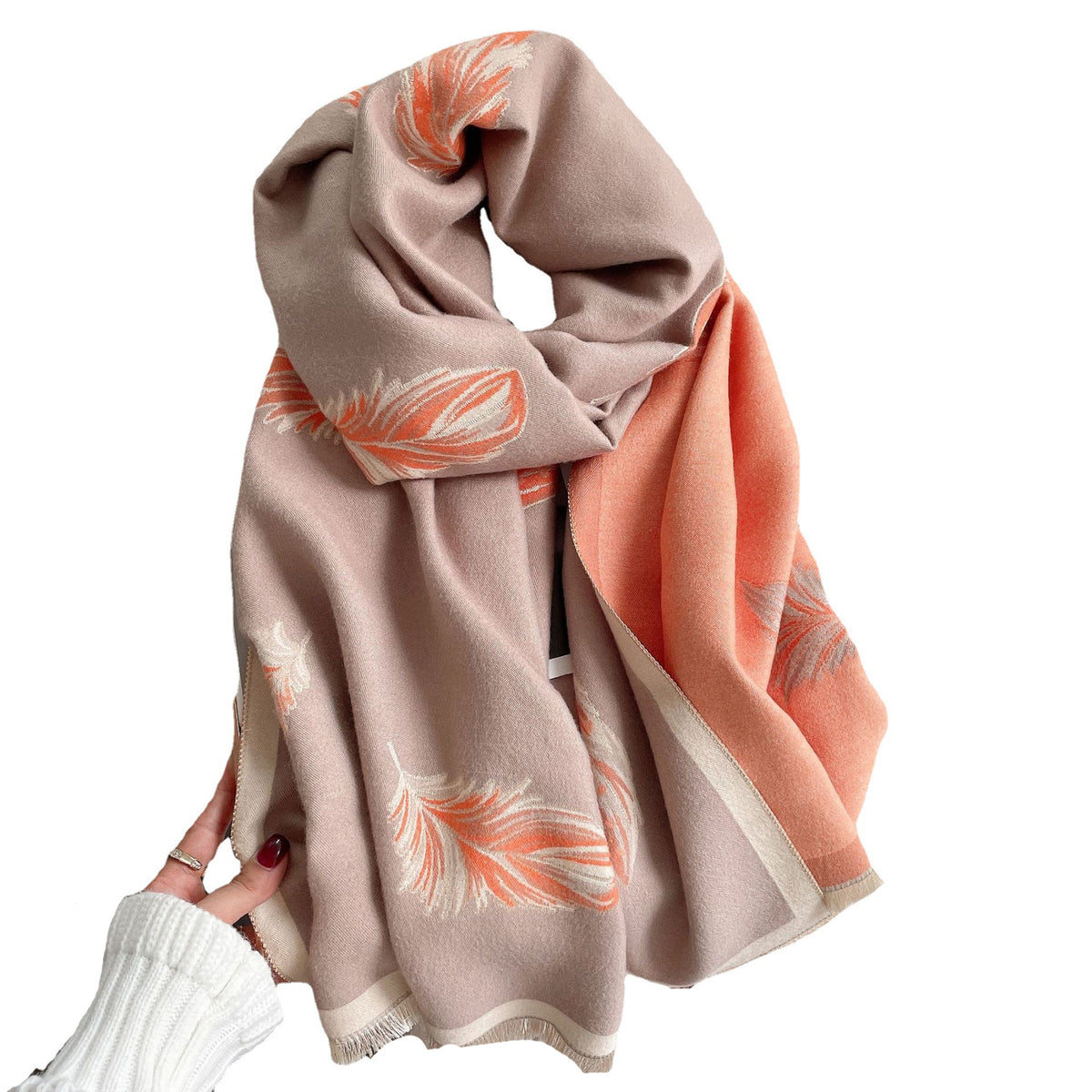 Xale Cachecol Grosso e Quentinho Estilo Cashmere com Franjas Curtas