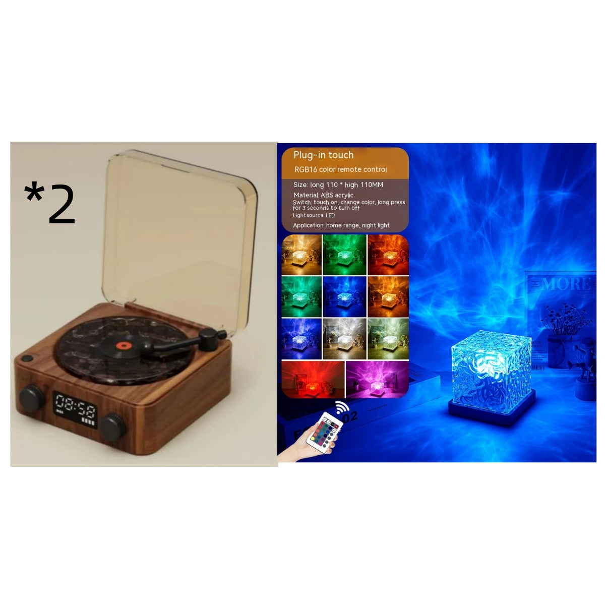 Caixa de Som Retrô Formato Vitrola com Luz RGB