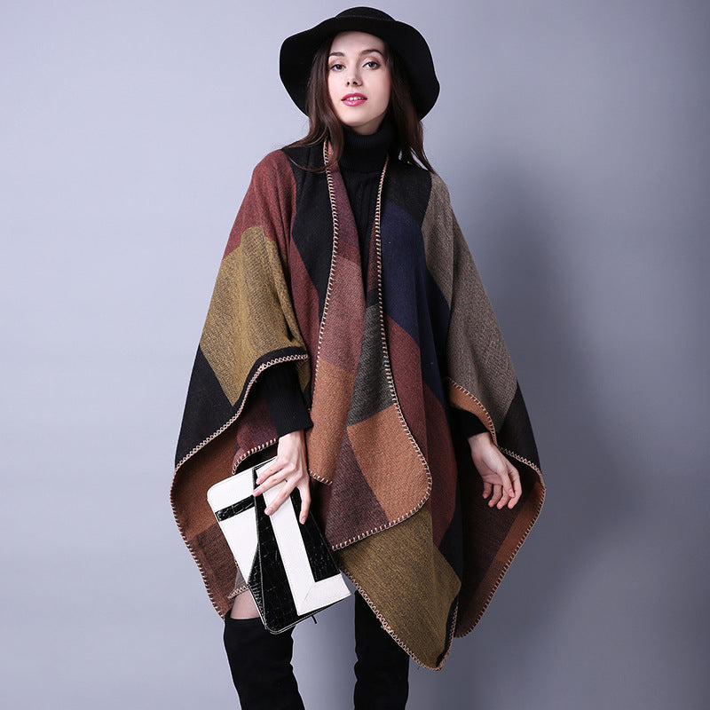 Cachecol Xadrez Versátil Feminino para Outono e Inverno