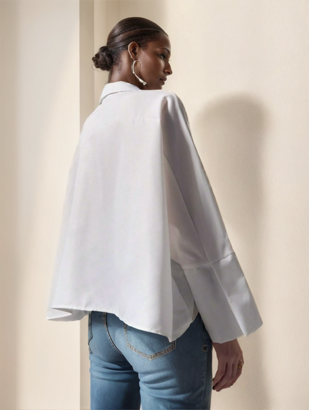 Blusa de Manga Longa Lisa Estilo Francês Feminina
