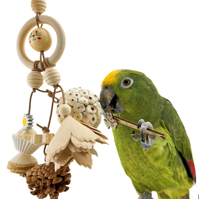 Brinquedo de Roer com Bola de Fibra Vegetal Natural para Papagaios
