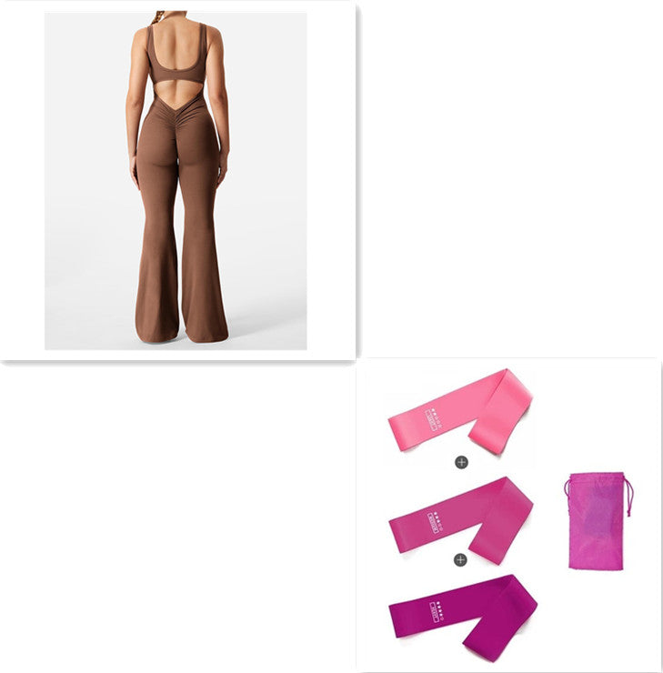 Macacão Slim Modelador de Glúteos Sexy com Costas Abertas para Exercícios e Yoga