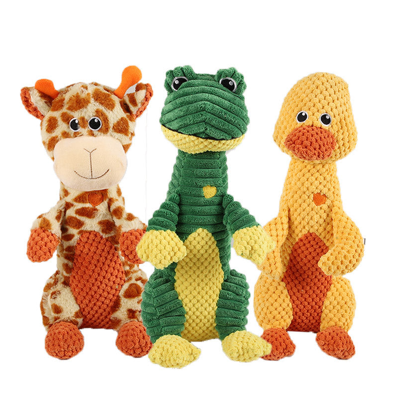 Brinquedo de Pelúcia de Veludo Cotelê com Som para Cães - Resistente a Mordidas