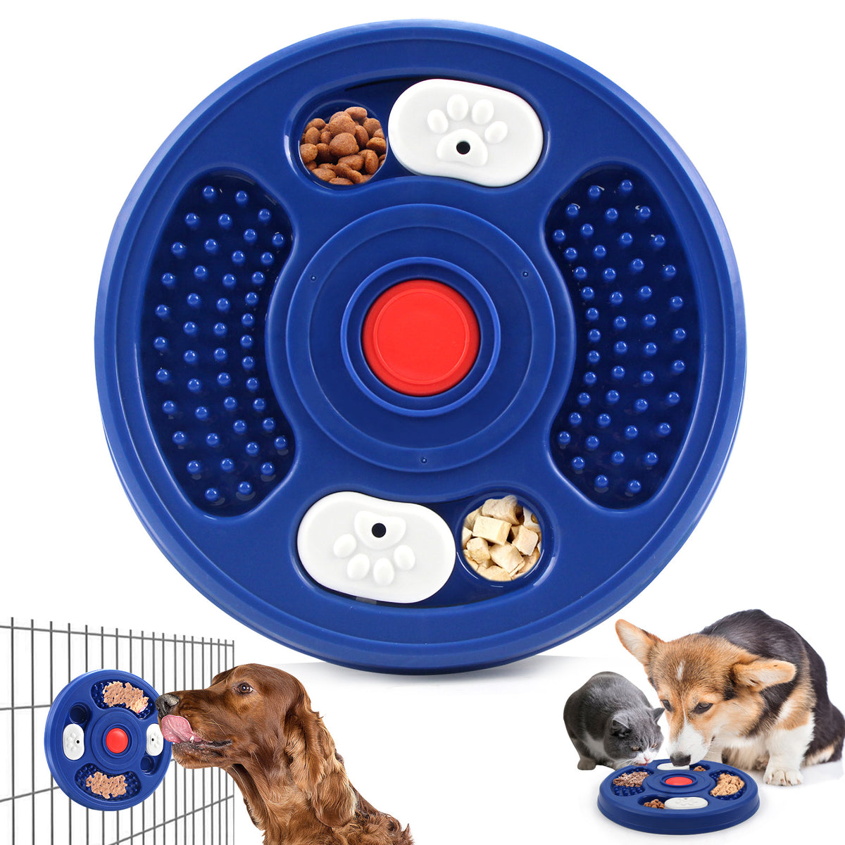 Comedouro Anti-engasgo 2 em 1 com Tapete de Lamber e Quebra-cabeça para Cães