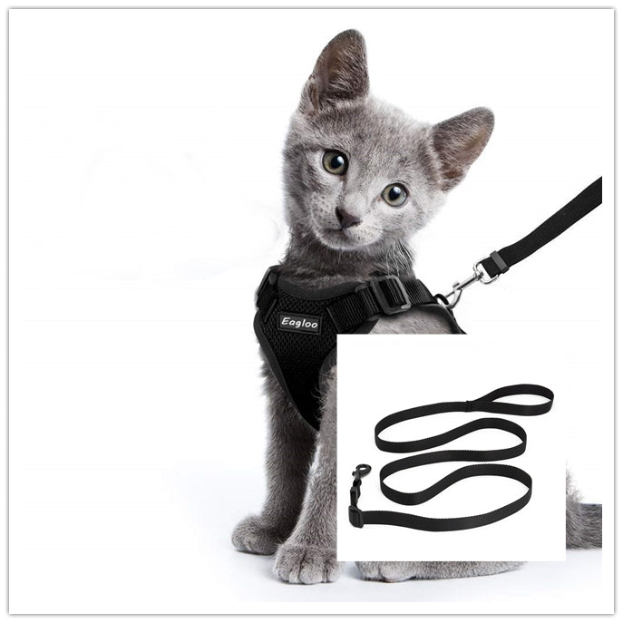 Peitoral Anti-fuga com Adaptador de Cinto de Segurança para Gatos - Refletivo