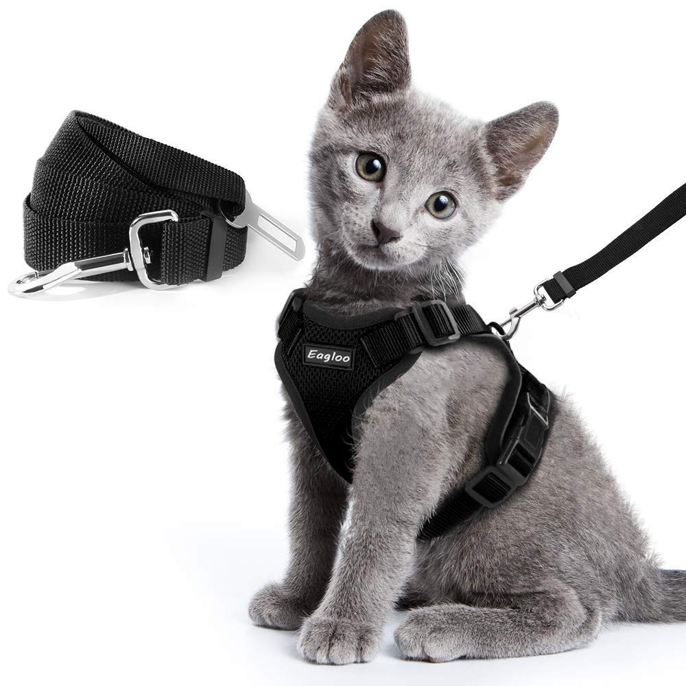 Peitoral Anti-fuga com Adaptador de Cinto de Segurança para Gatos - Refletivo
