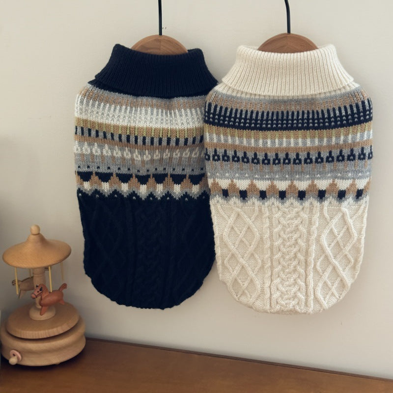 Suéter Macio Estilo Fair Isle Azul para Cães e Gatos