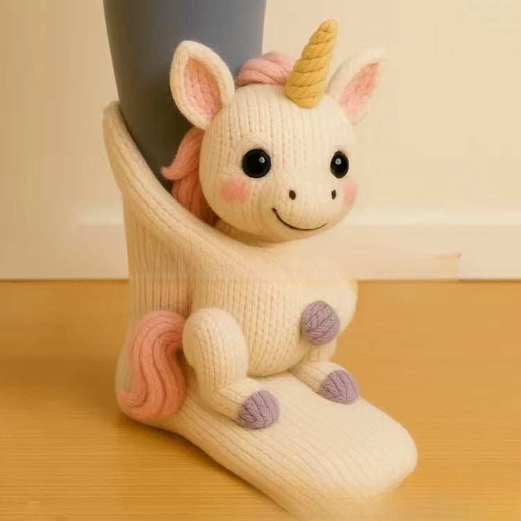 Meias de Crochê de Pelúcia com Bichinhos