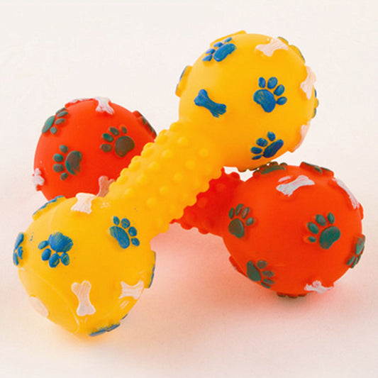 Brinquedo de Silicone em Formato de Haltere com Som para Treino de Cães - 13 cm