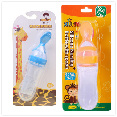 Mamadeira com Colher de Silicone para Alimentação do Bebê