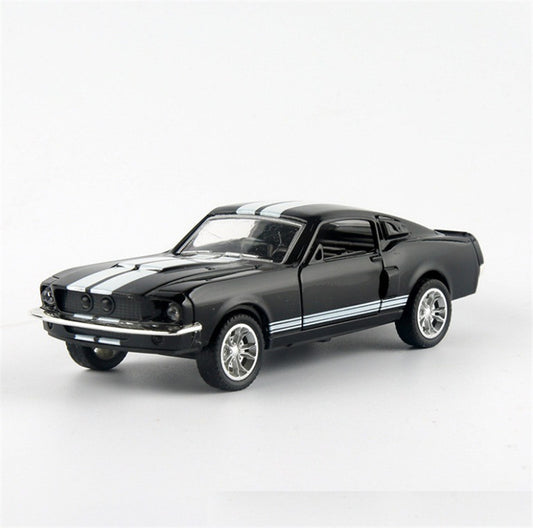 Carrinho Mustang de Liga Metálica com Portas e Fricção, Modelo de Brinquedo