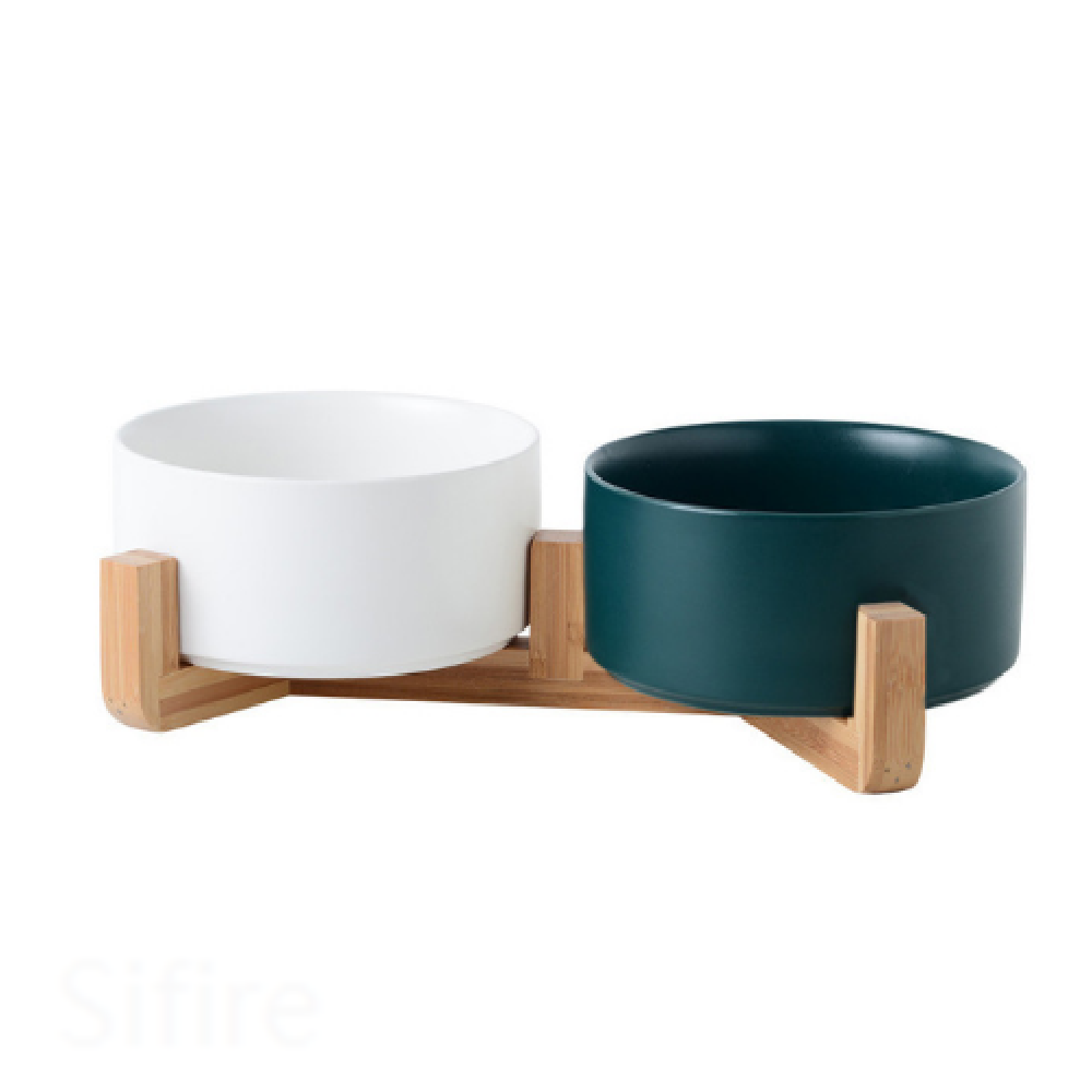 Comedouro Duplo de Cerâmica para Gatos e Cães