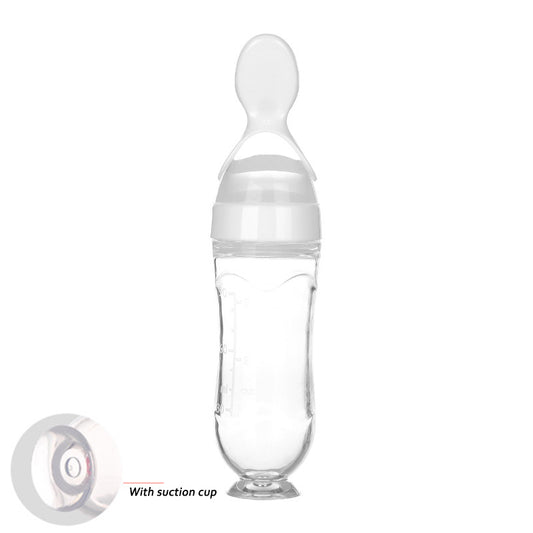Mamadeira Segura de Silicone com Colher Espremível para Recém-nascido, Treinamento de Alimentação Complementar