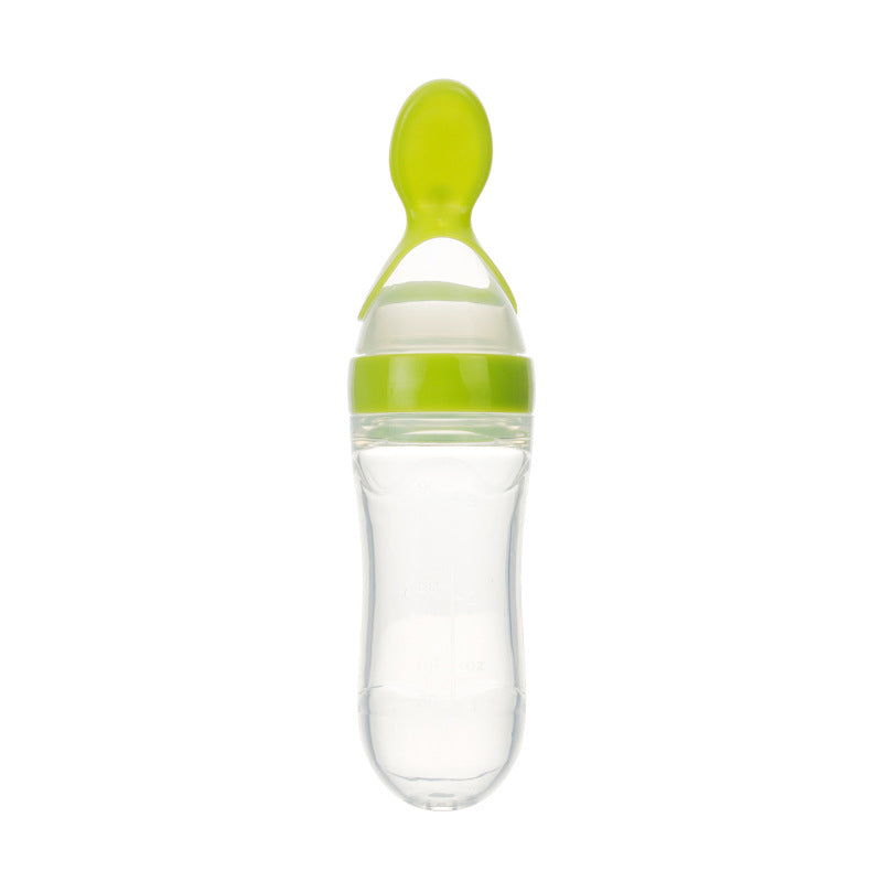 Mamadeira Segura de Silicone com Colher Espremível para Recém-nascido, Treinamento de Alimentação Complementar