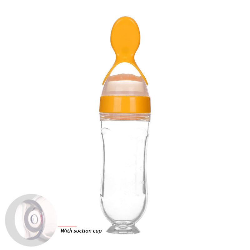 Mamadeira Segura de Silicone com Colher Espremível para Recém-nascido, Treinamento de Alimentação Complementar
