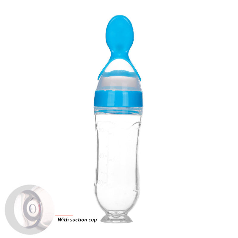 Mamadeira Segura de Silicone com Colher Espremível para Recém-nascido, Treinamento de Alimentação Complementar