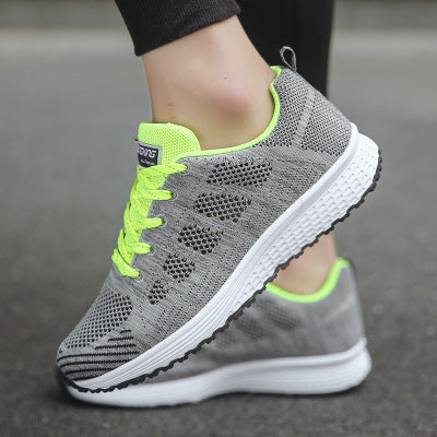 Tênis Feminino Casual Respirável de Malha, Sem Salto, para Caminhada, Branco