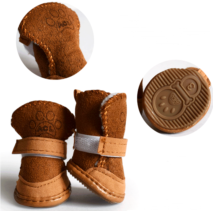 Botas de Neve de Pelo de Carneiro para Cães - Cáqui