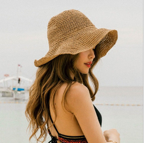 Chapéu de Palha Dobrável com Proteção Solar Feminino - Verão e Praia