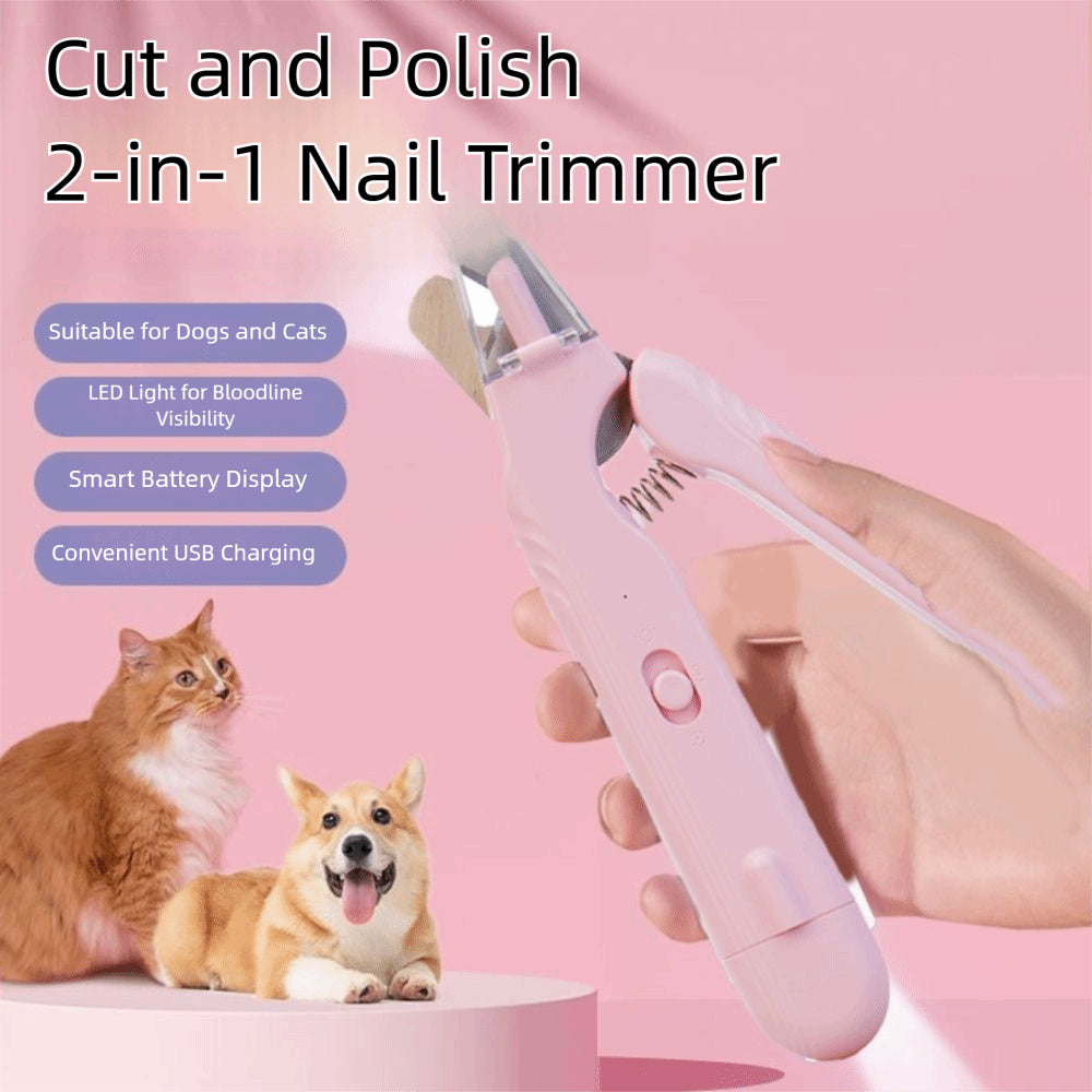 Cortador de Unhas 2 em 1 com Luz LED para Cães e Gatos