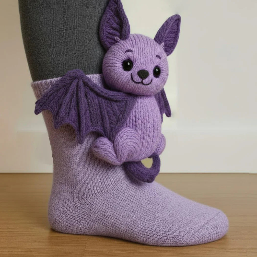 Meias de Crochê de Pelúcia com Bichinhos