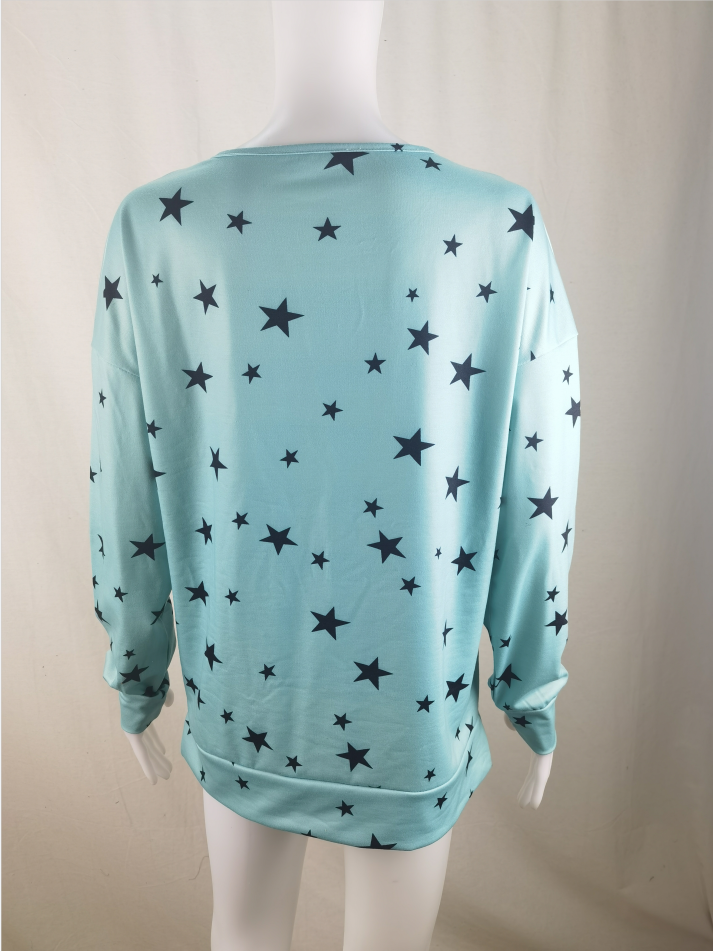 Moletom de Manga Longa com Estampa de Estrelas Feminino