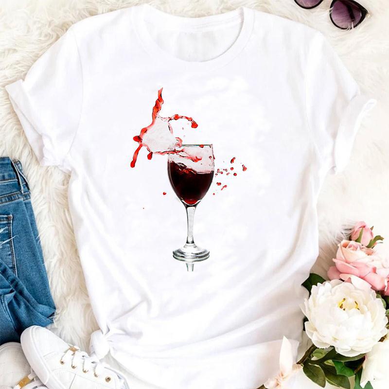 Camiseta Casual Estampada Feminina de Manga Curta